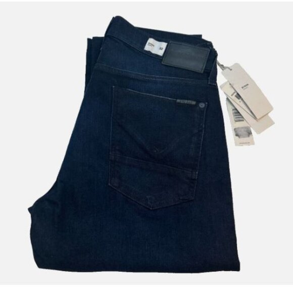 Hudson BYRON Size W32 L34 Straight Stretch Men's Jeans Dark Blue New - Picture 1 of 15